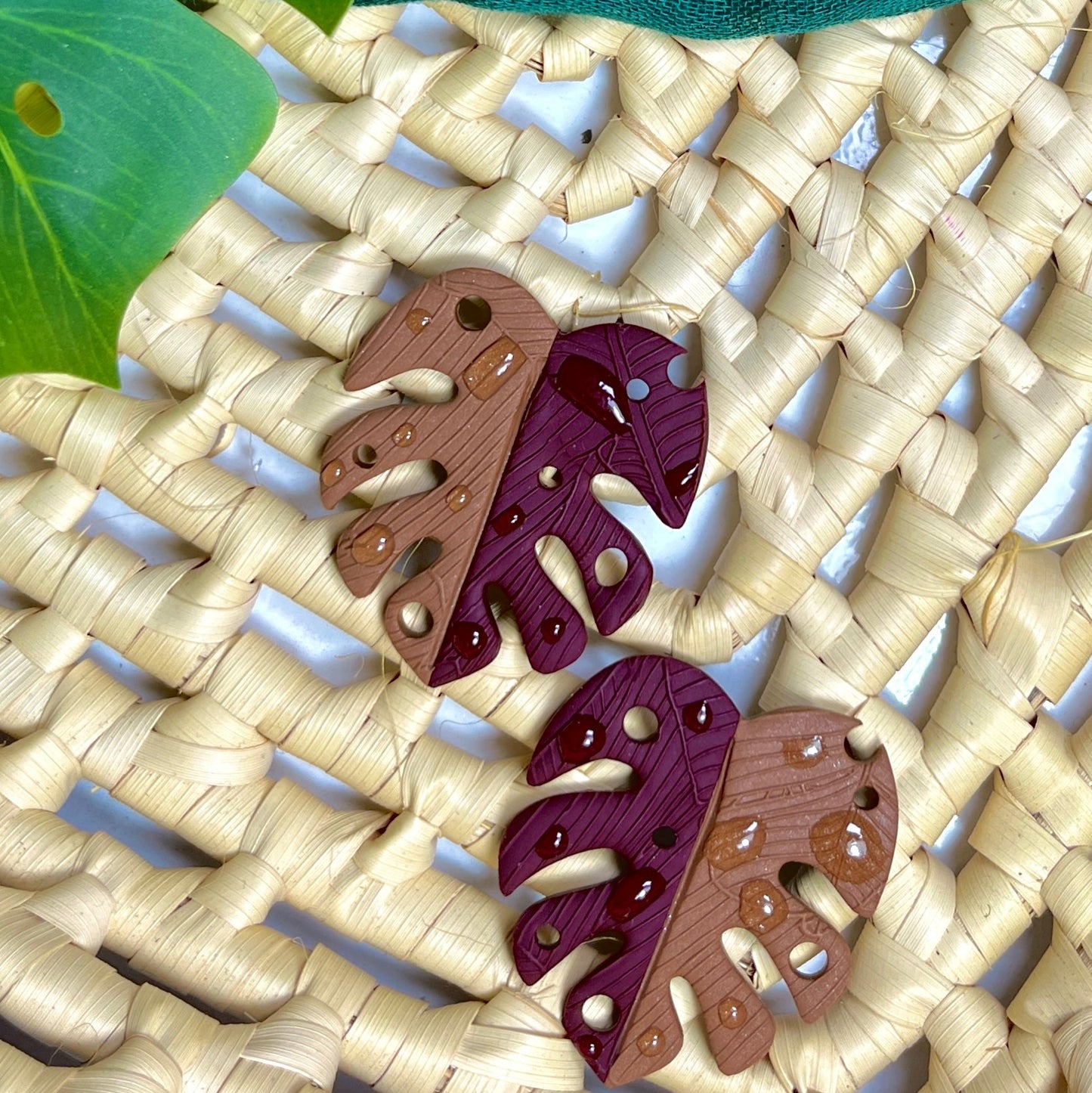Giant Monstera Leaf Stud Earrings
