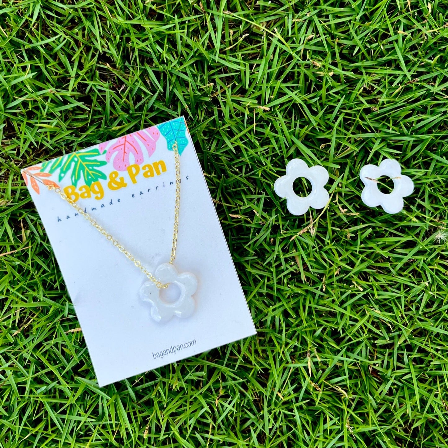 Hollow Daisy Hoops - Polymer Clay Jewellery