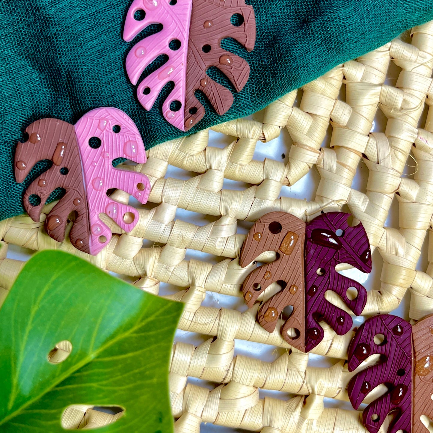 Giant Monstera Leaf Stud Earrings