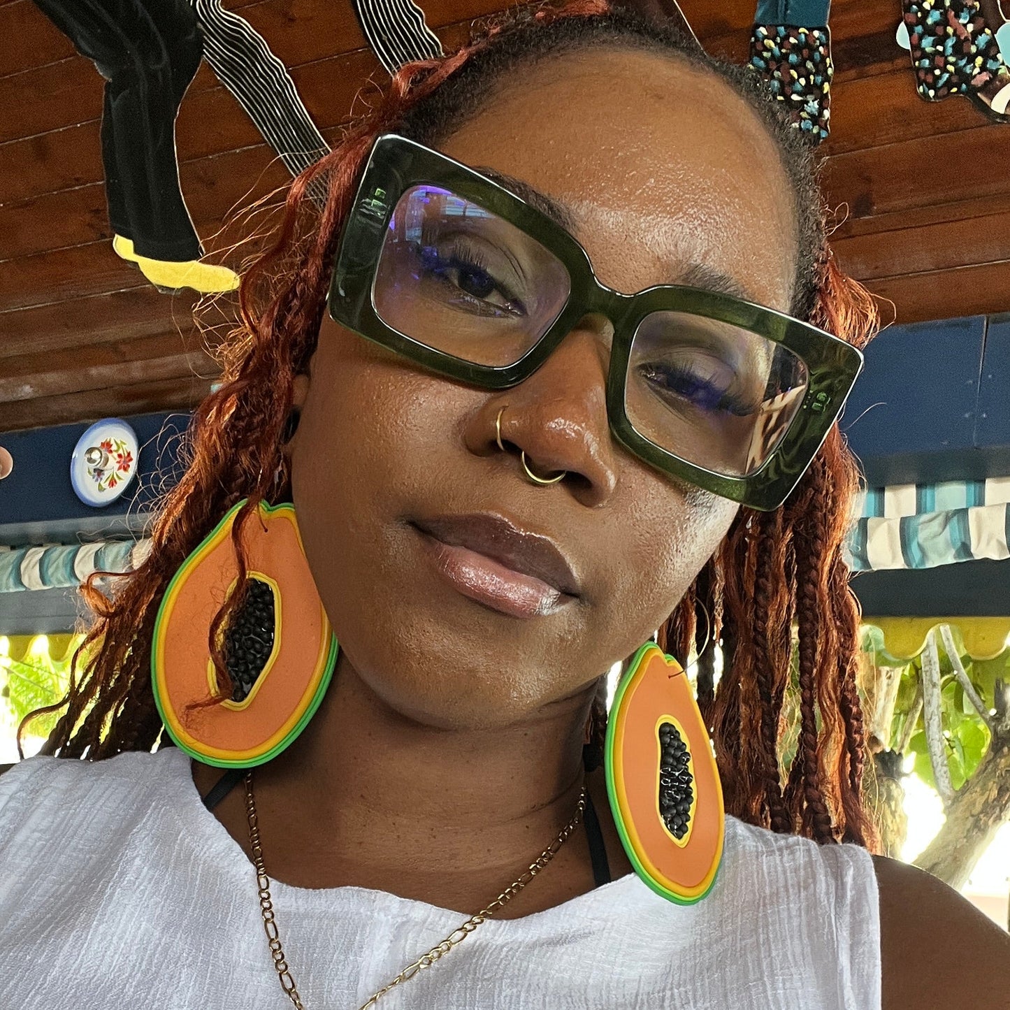 Papaya Beach Hoops β Handmade Tropical Statement Earrings Inspired by Negril