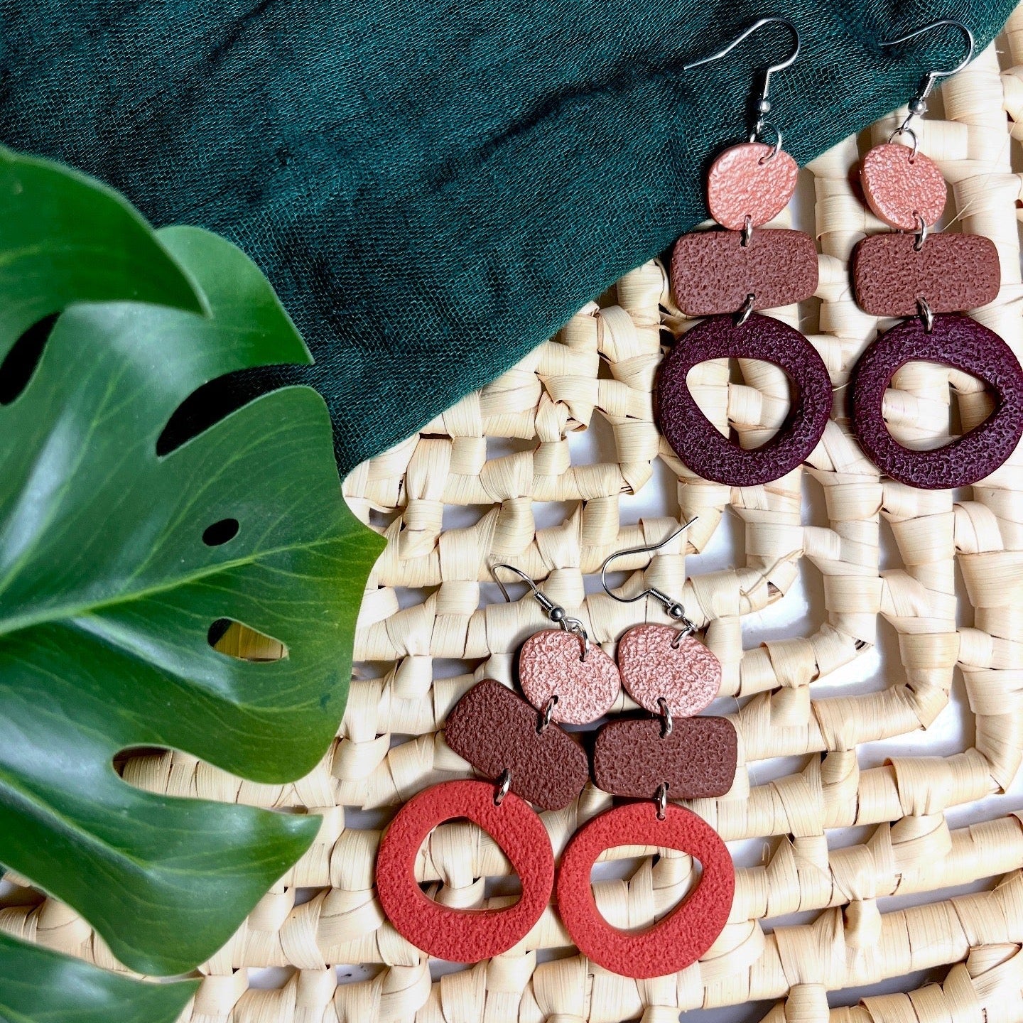 Earthy Pebble Polymer Clay Earrings