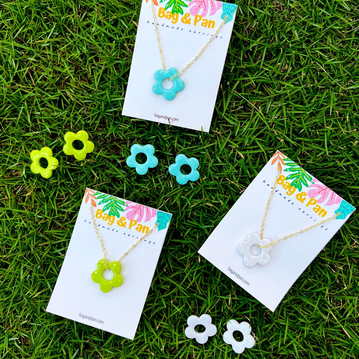 Hollow Daisy Hoops - Polymer Clay Jewellery