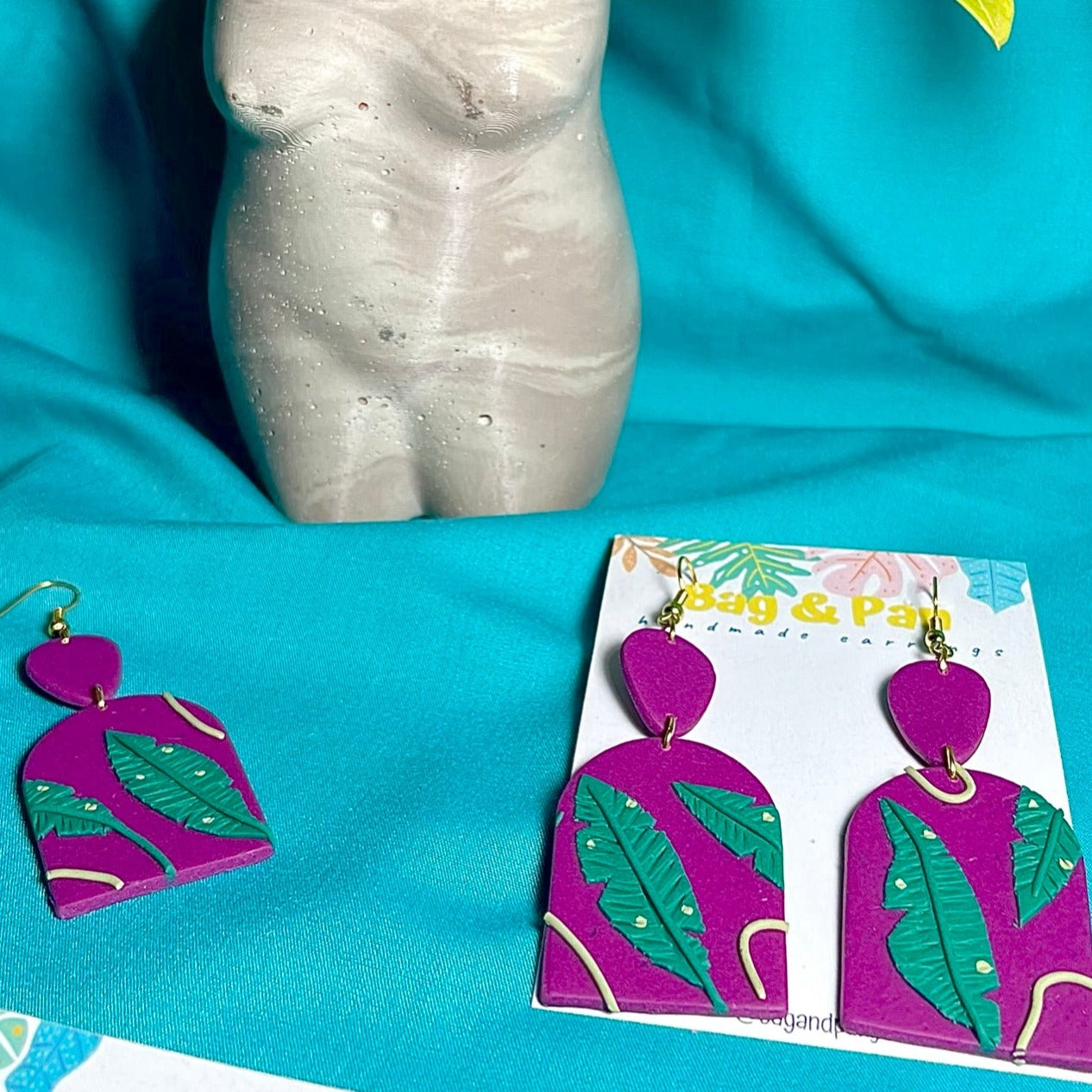 Banana Leaf Polymer Clay Earrings