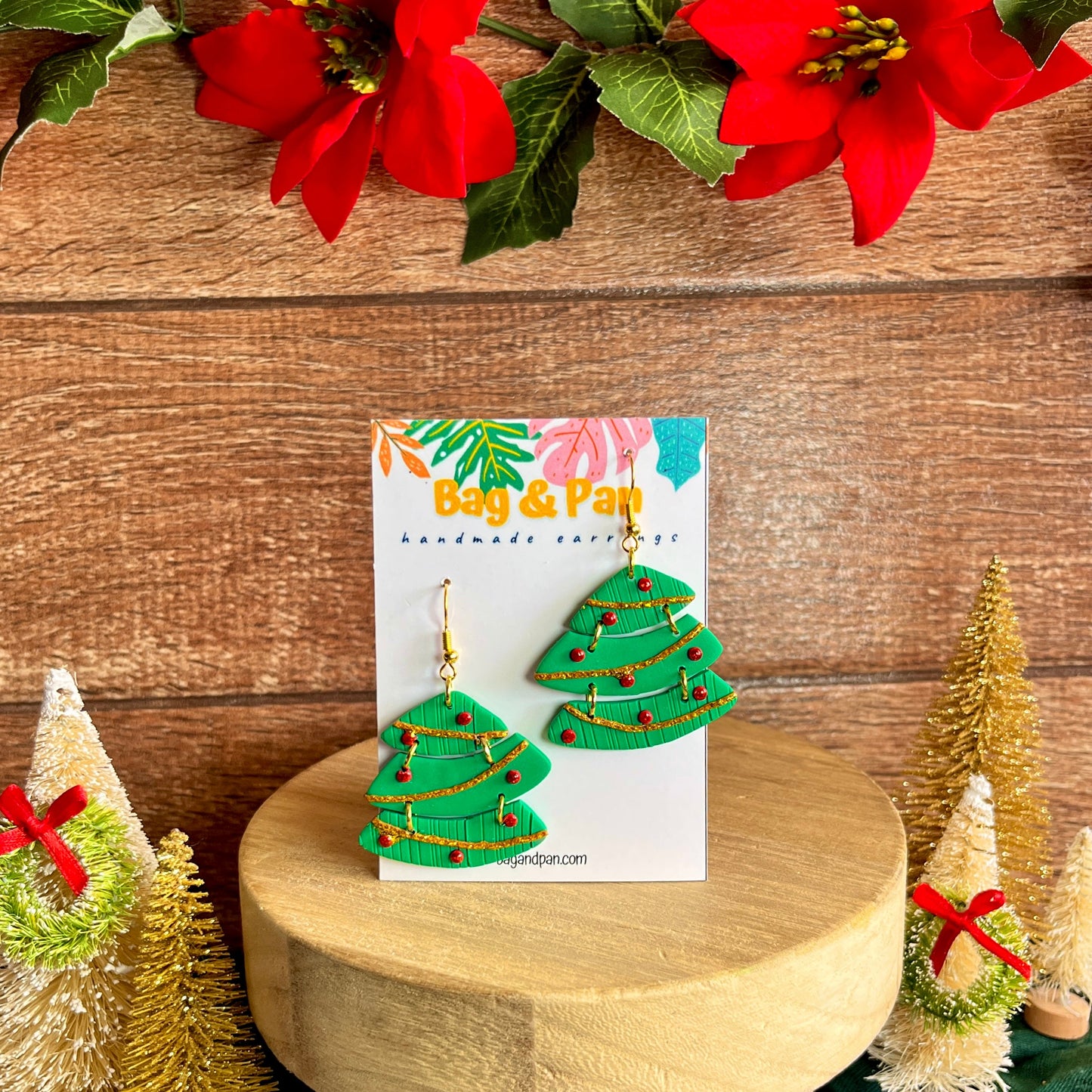 Abstract Christmas Tree Dangle Earrings