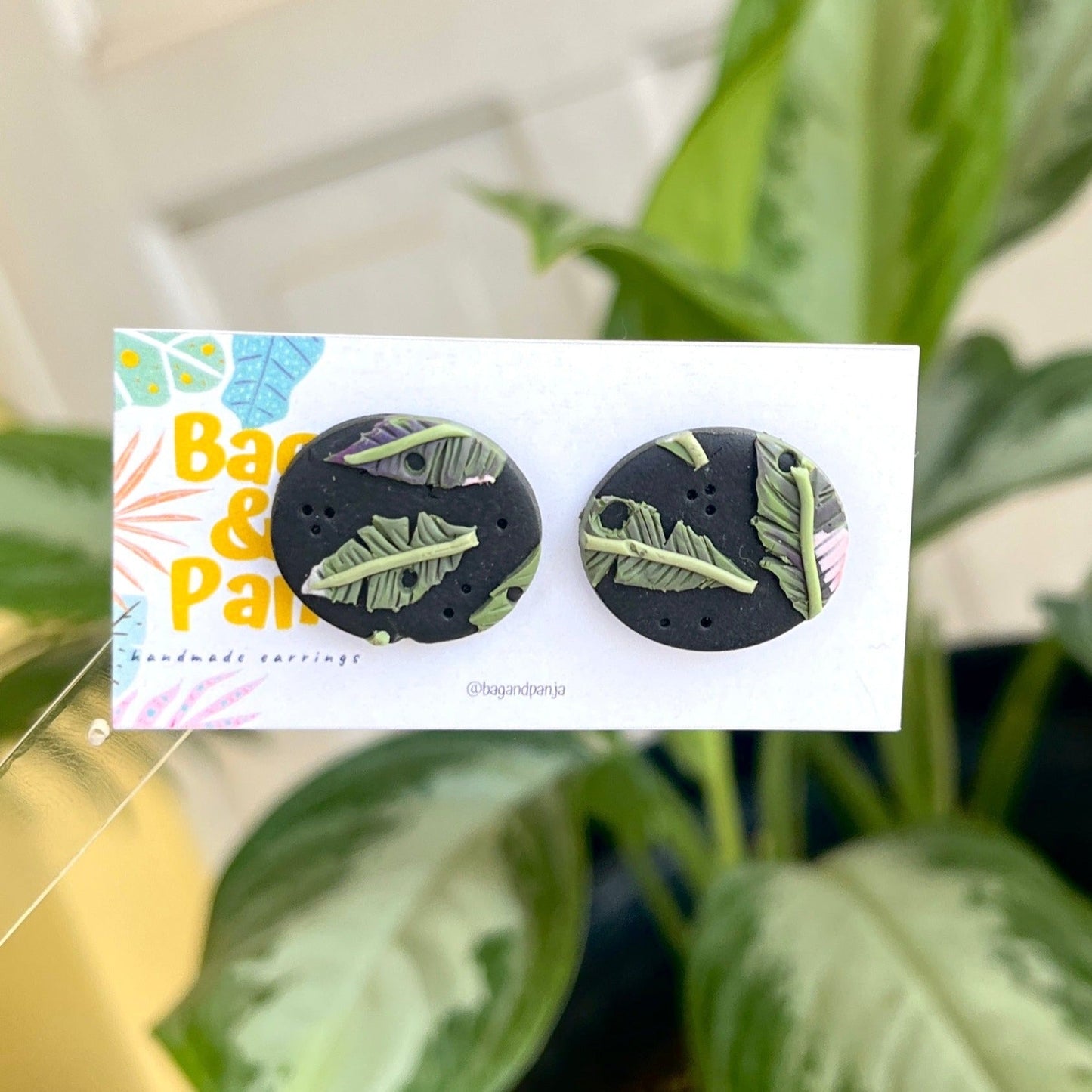 Banana Leaf Polymer Clay Earrings