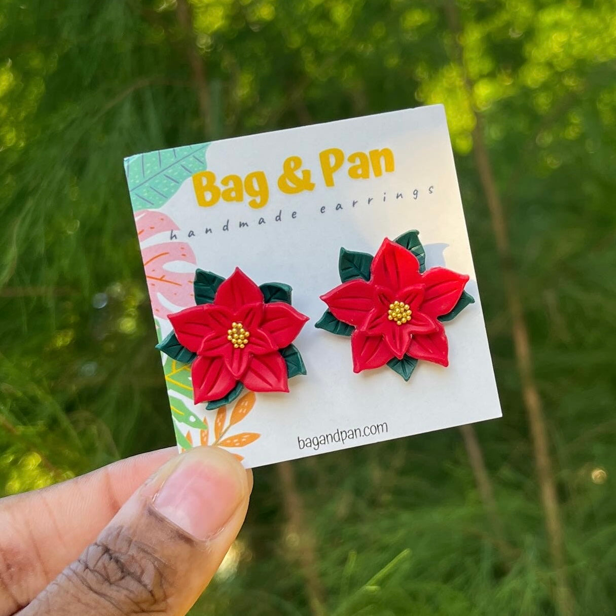 Classic Poinsettia Knob Earrings & Necklaces
