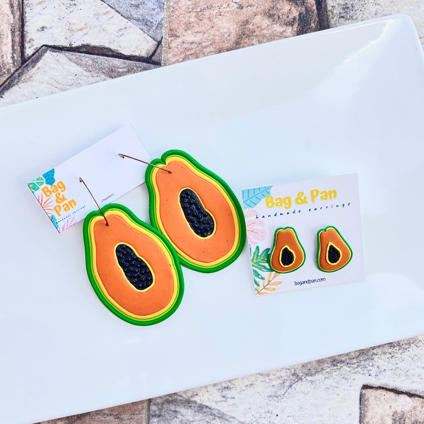 Papaya Beach Hoops – Handmade Tropical Statement Earrings Inspired by Negril