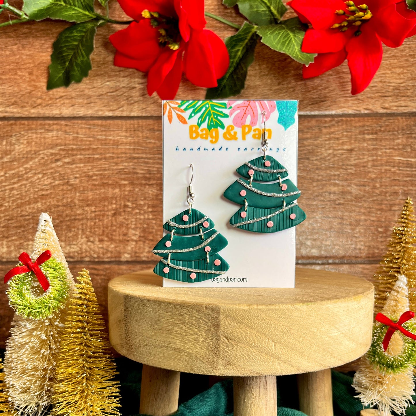 Abstract Christmas Tree Dangle Earrings