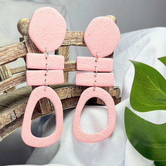 Chroma Stacks: Monochromatic Sand-Textured Statement Earrings