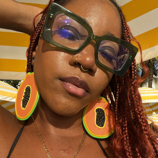 Papaya Beach Hoops – Handmade Tropical Statement Earrings Inspired by Negril