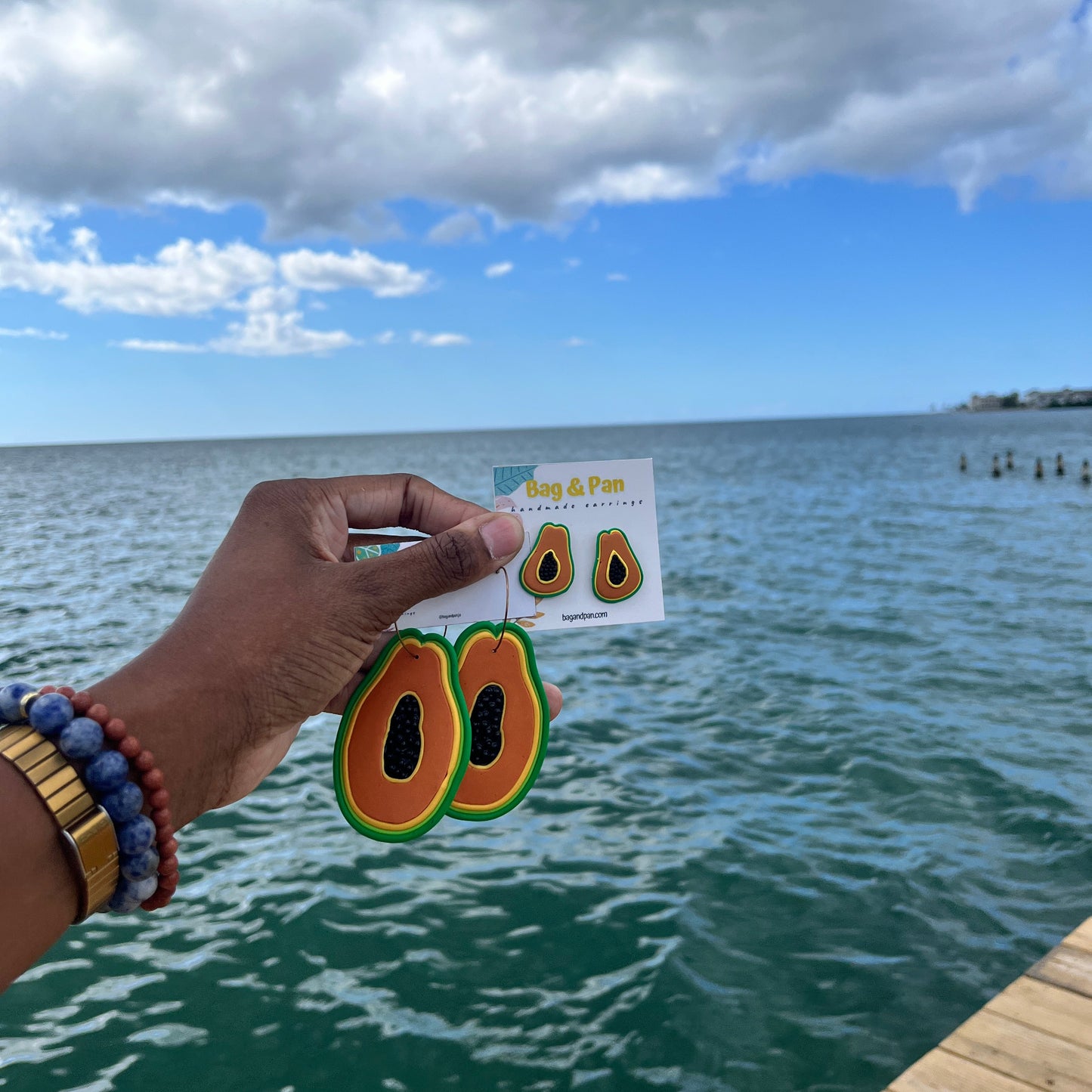 Papaya Beach Hoops – Handmade Tropical Statement Earrings Inspired by Negril