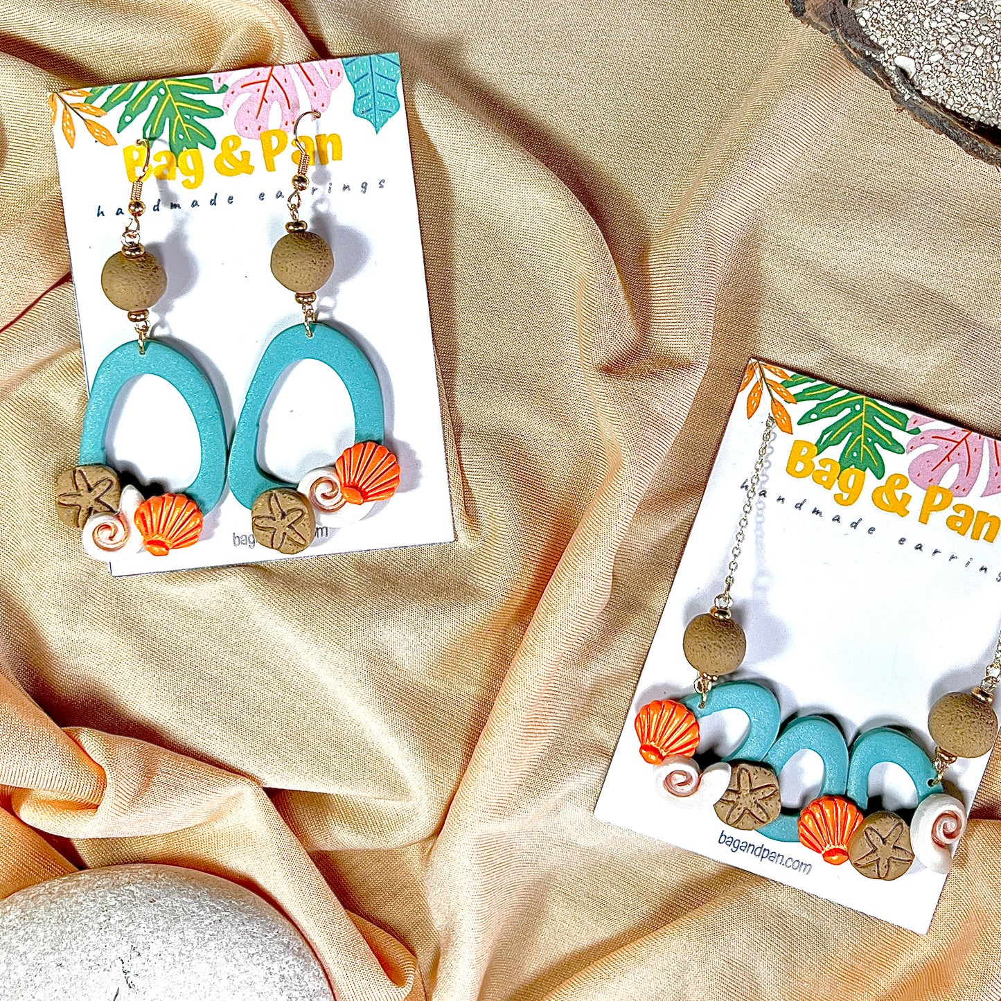 She Sells Seashells Polymer Clay Earrings - Polymer Clay Seashell and Starfish Beach Earrings - Lightweight and Durable Statement Jewelry