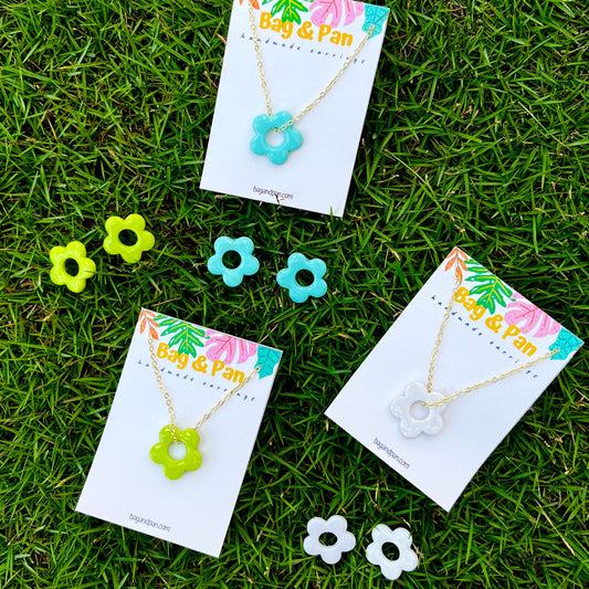Hollow Daisy Hoops - Polymer Clay Jewellery