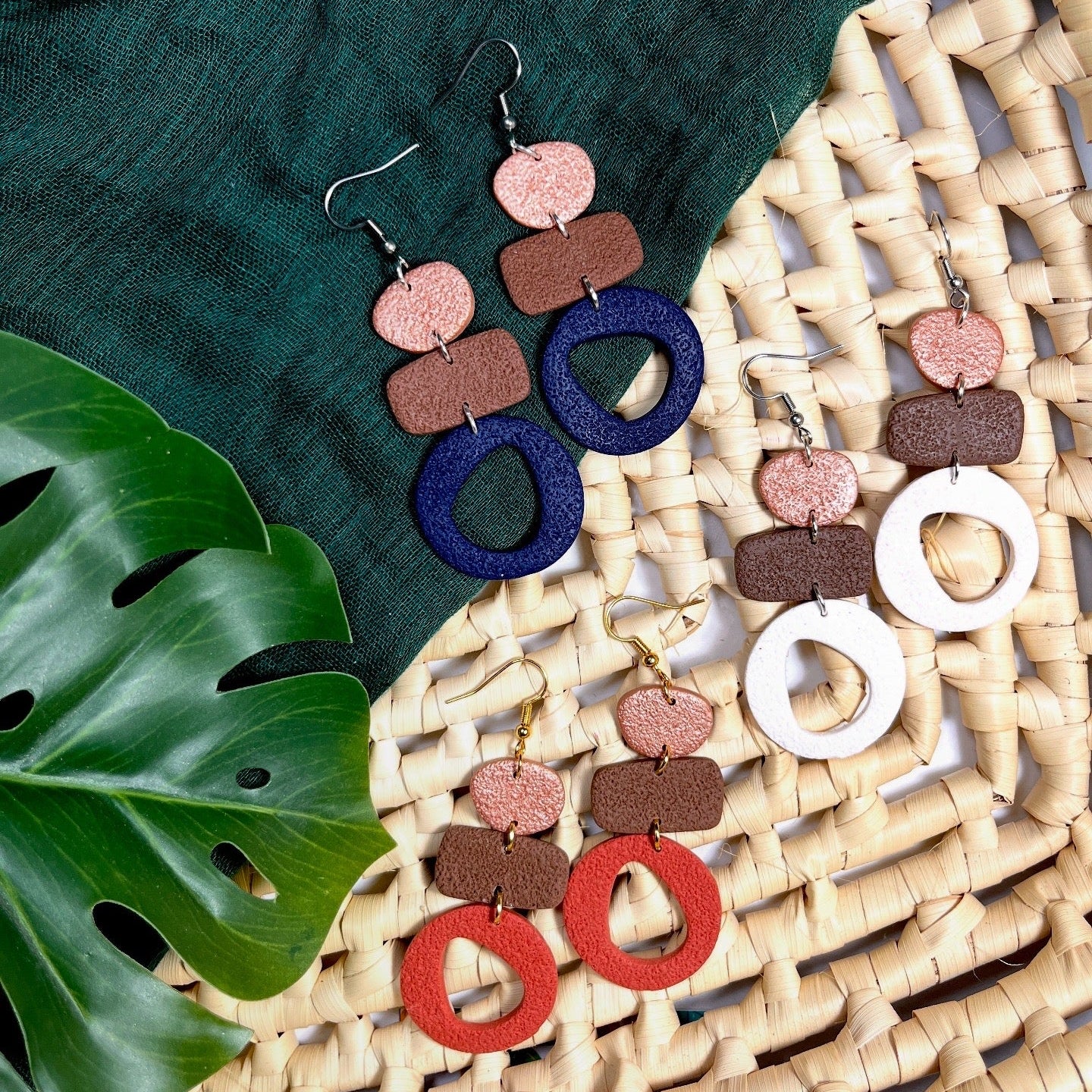 Earthy Pebble Polymer Clay Earrings