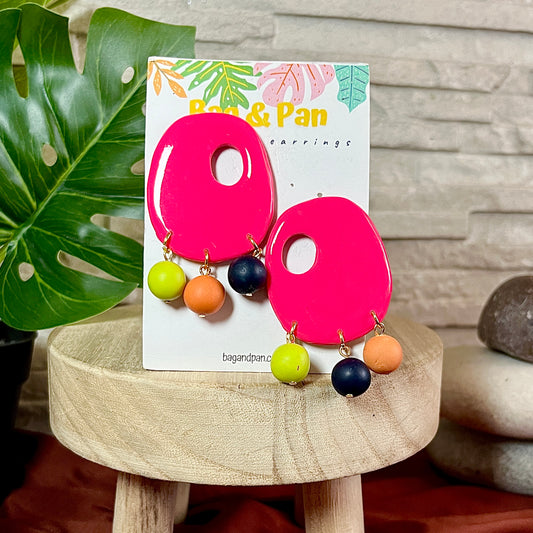 Orbit Hoops - Polymer Clay Earrings