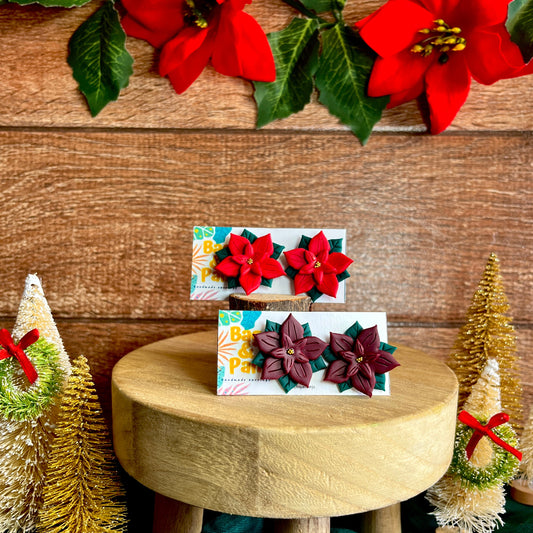 Classic Poinsettia Knob Earrings & Necklaces