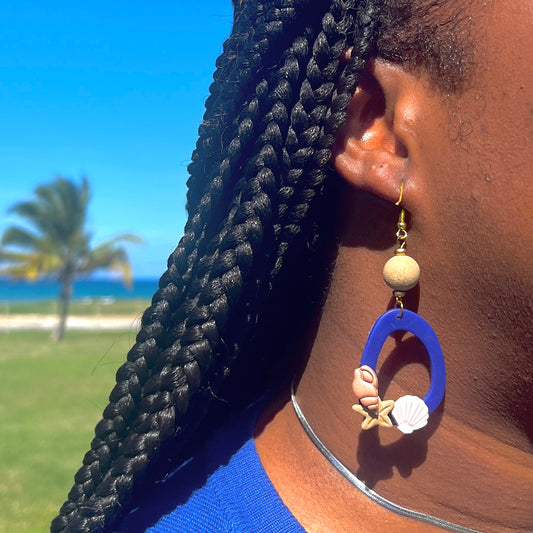She Sells Seashells Polymer Clay Earrings - Polymer Clay Seashell and Starfish Beach Earrings - Lightweight and Durable Statement Jewelry